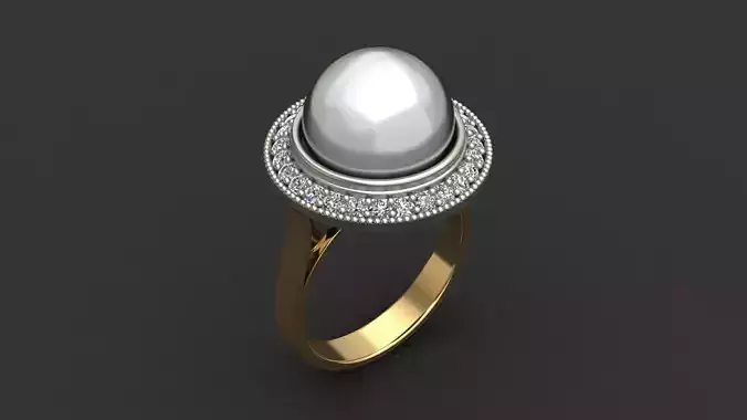 WHITE PEARL WOMAN RING  Free 3D print model