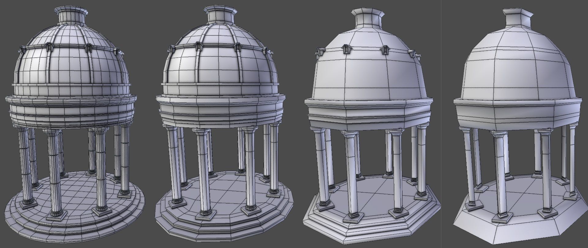 Ancient Greek Temple Gazebo Low-poly 3D model_10