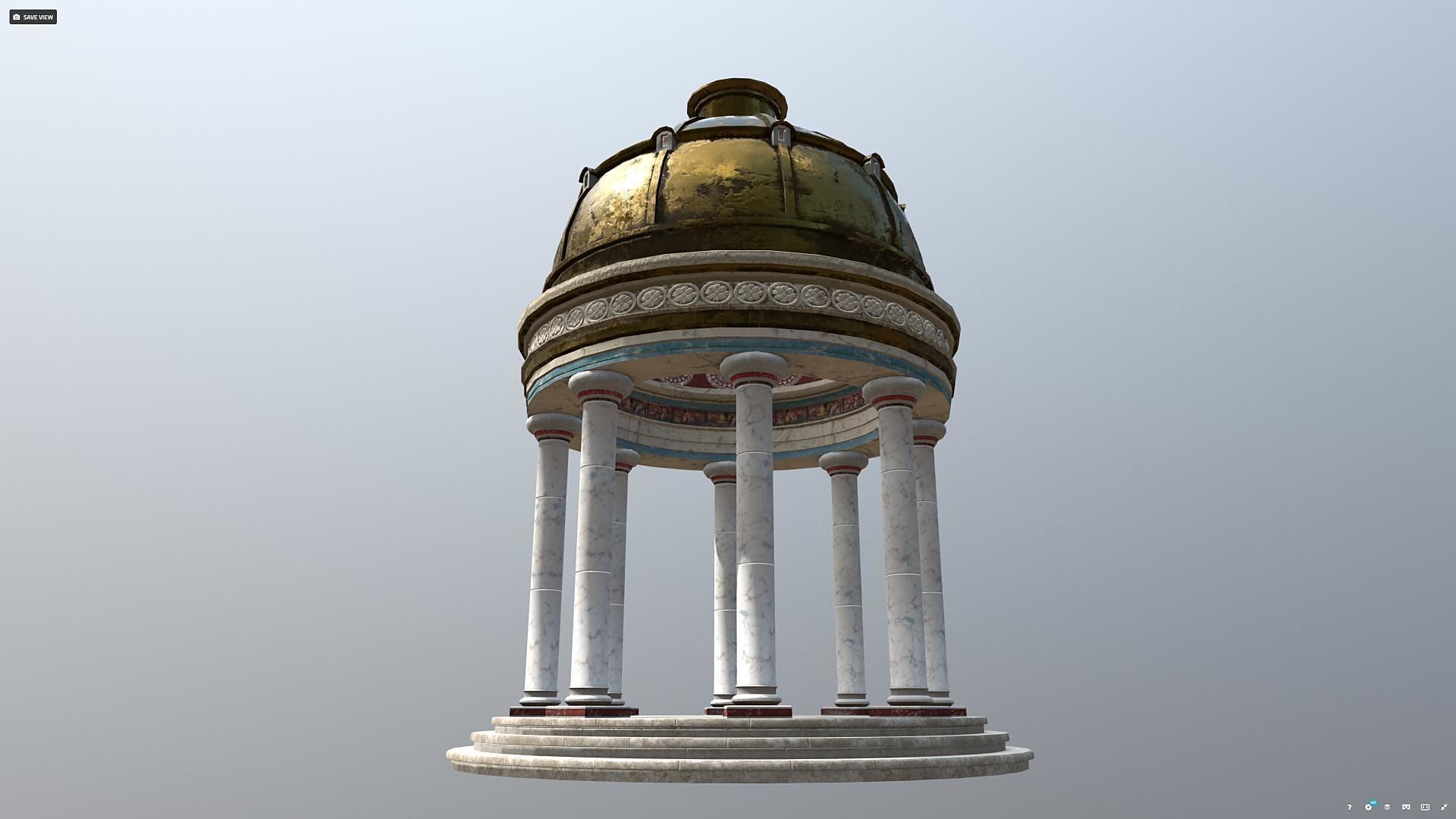 Ancient Greek Temple Gazebo Low-poly 3D model_1