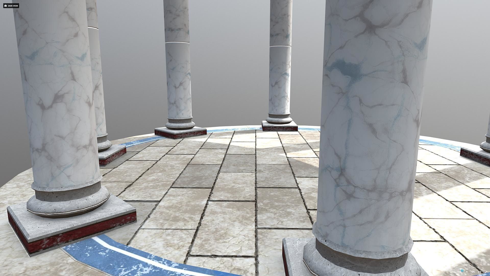 Ancient Greek Temple Gazebo Low-poly 3D model_5