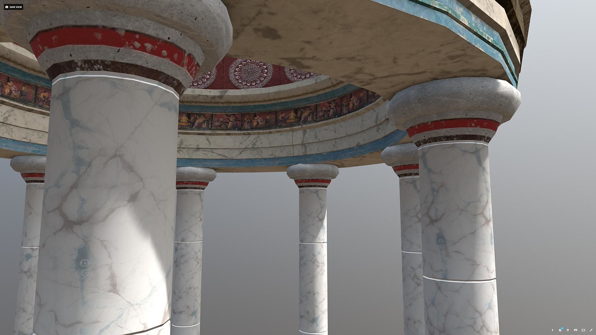 Ancient Greek Temple Gazebo Low-poly 3D model_2