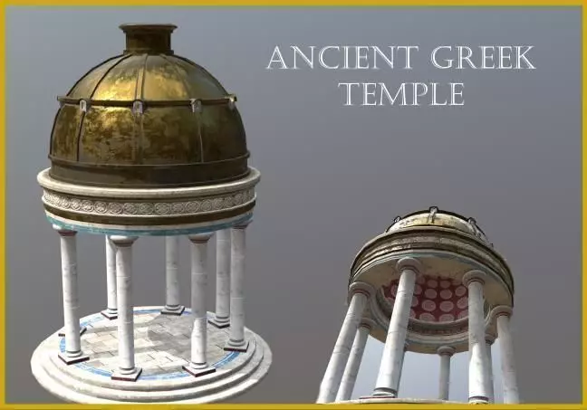Ancient Greek Temple Gazebo Low-poly 3D model_0