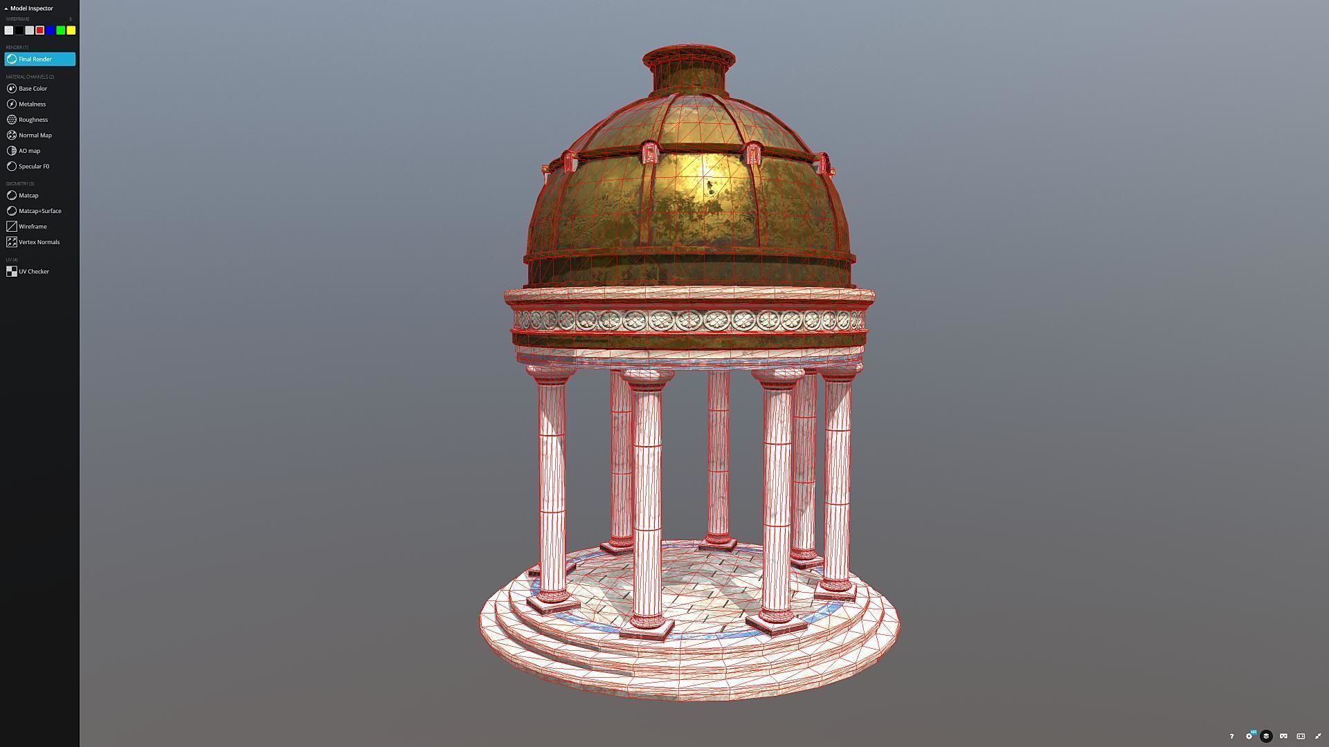 Ancient Greek Temple Gazebo Low-poly 3D model_4