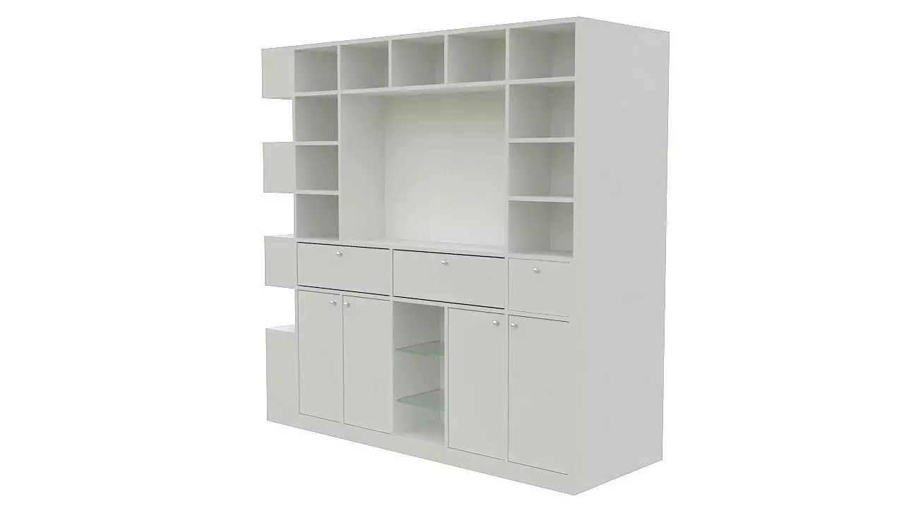 modular library wall unit 3D model_0