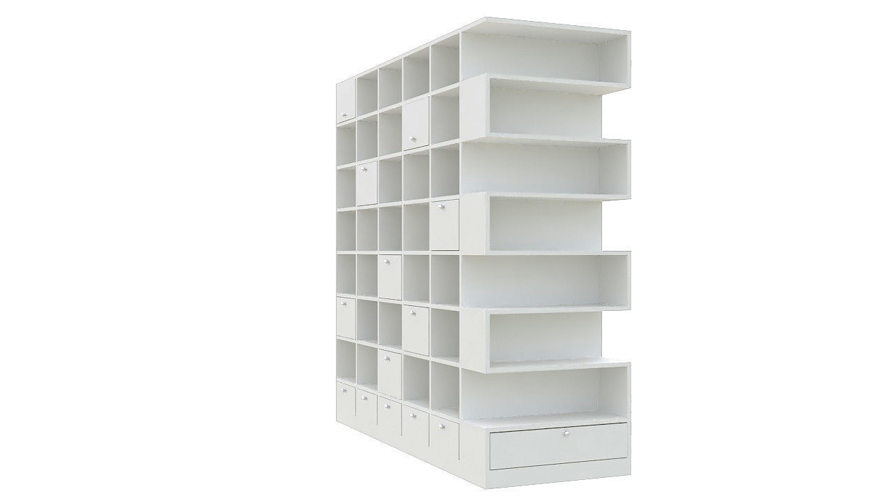 modular library wall unit 3D model_4