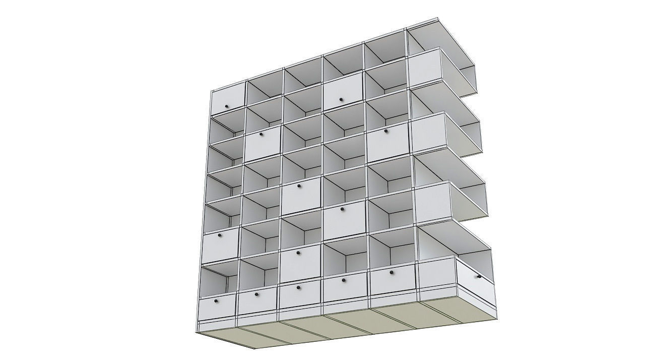 modular library wall unit 3D model_12