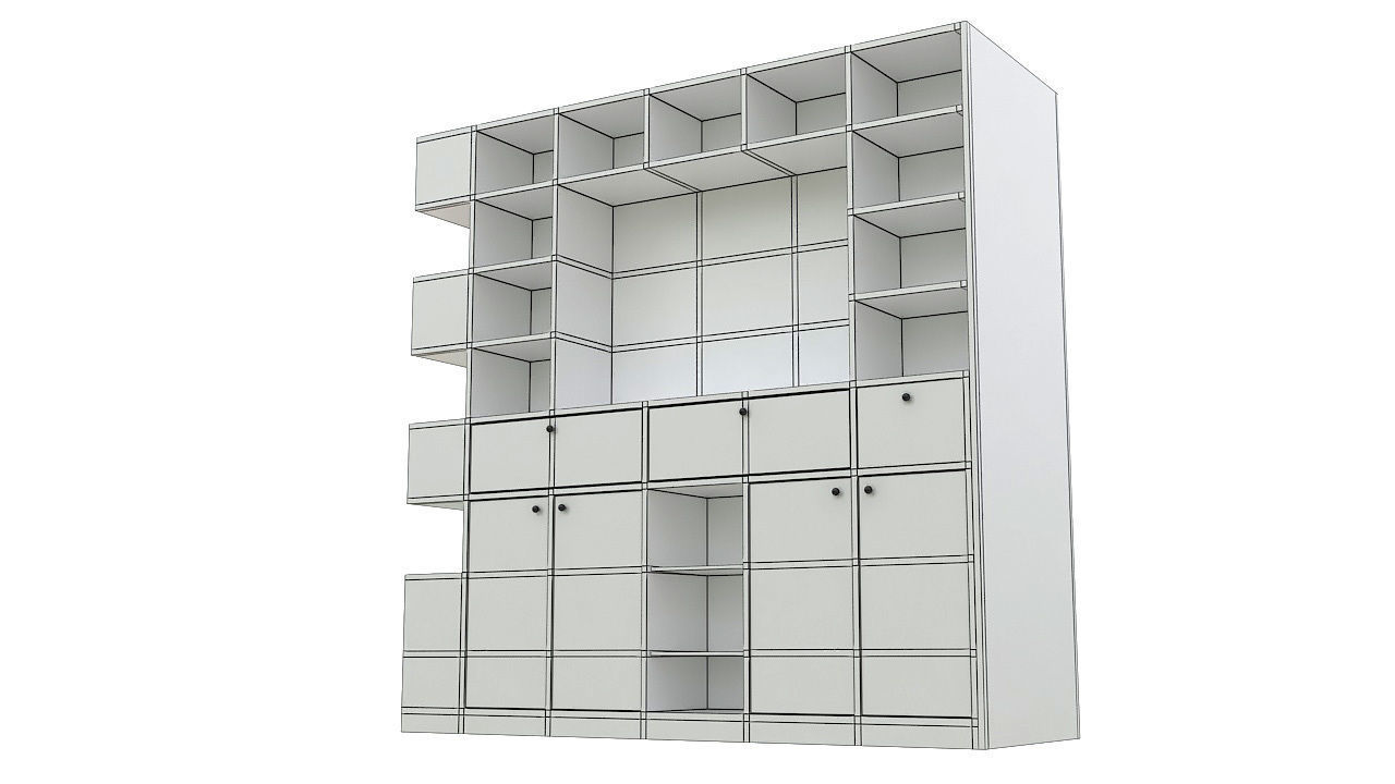 modular library wall unit 3D model_10