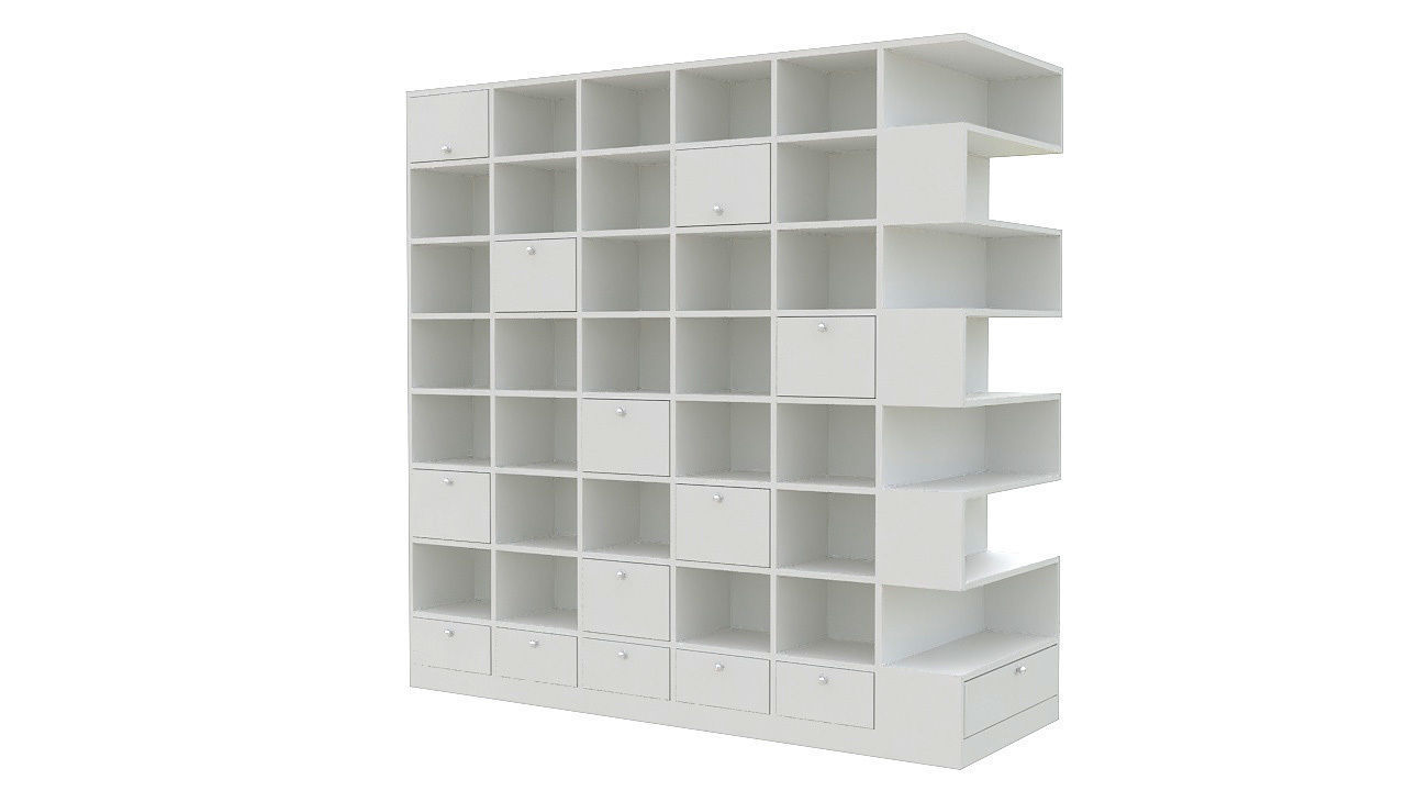 modular library wall unit 3D model_2