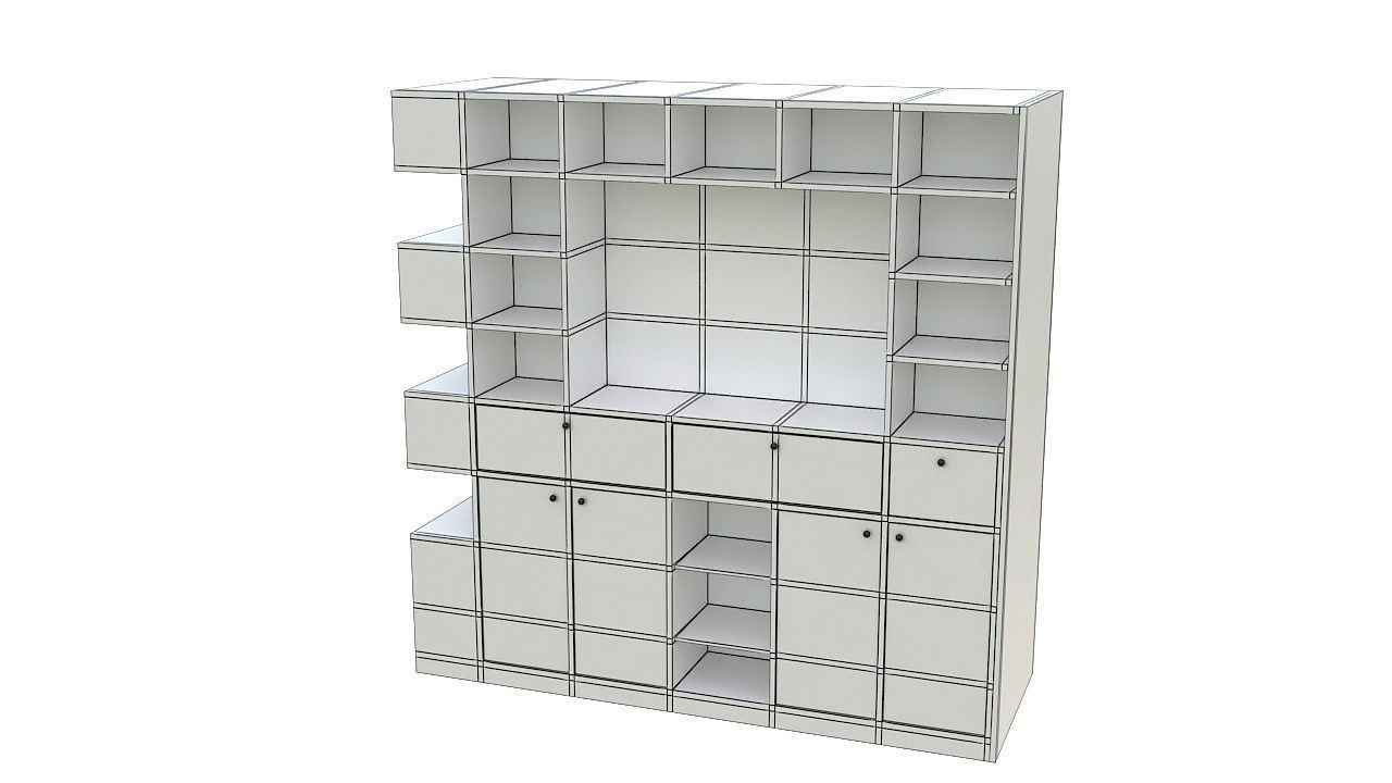modular library wall unit 3D model_9