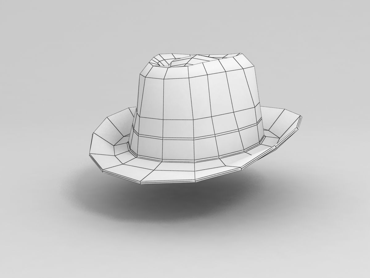 Hat Model fedora Low-poly 3D model_2