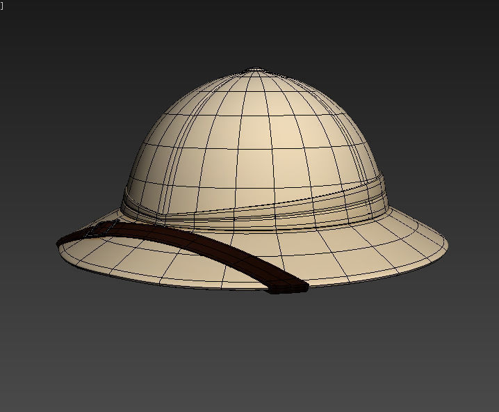 Pith Helmet Low-poly 3D model_3