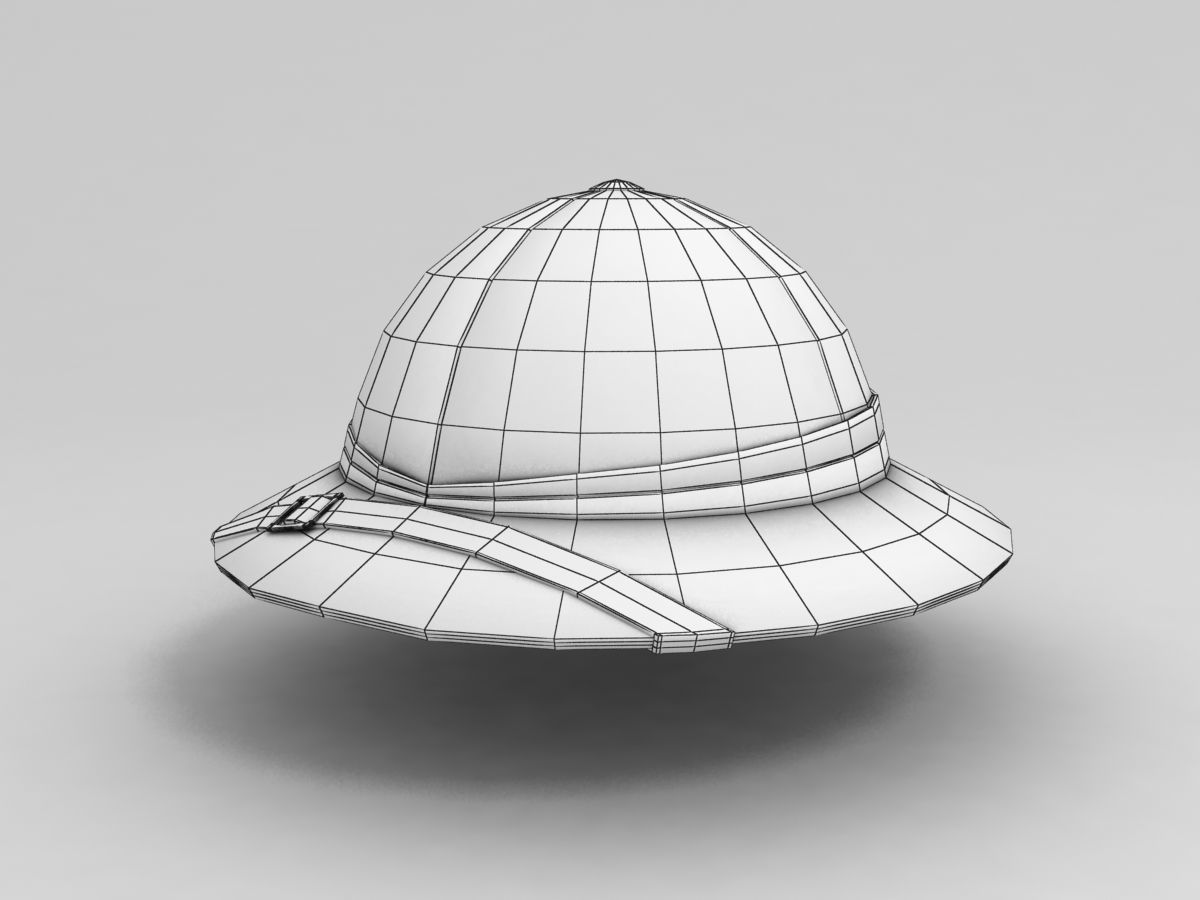 Pith Helmet Low-poly 3D model_2