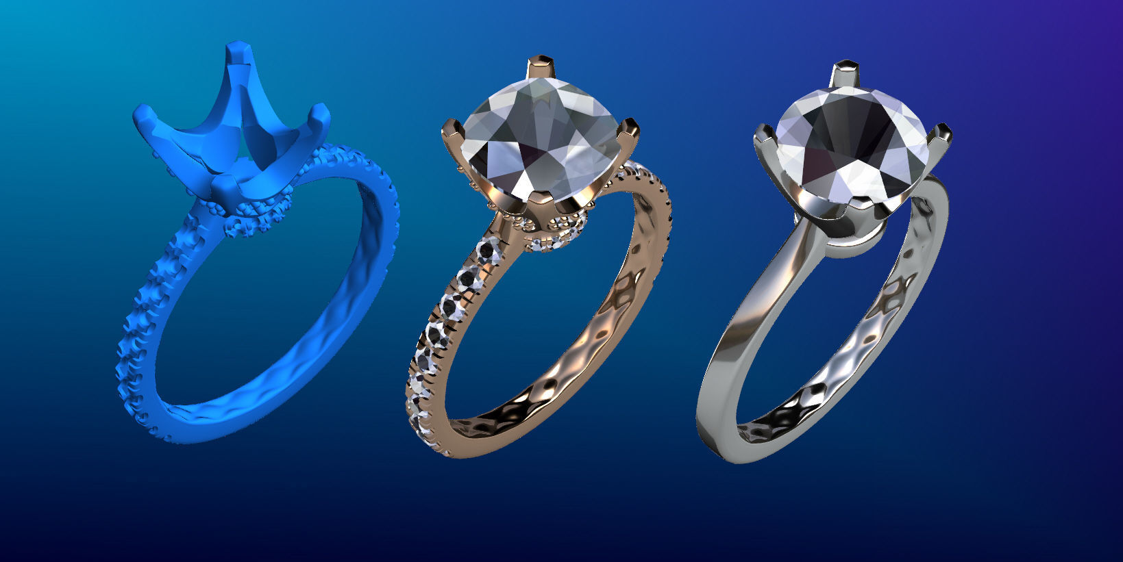 Big Cushion Diamond Ring 3D print model_5
