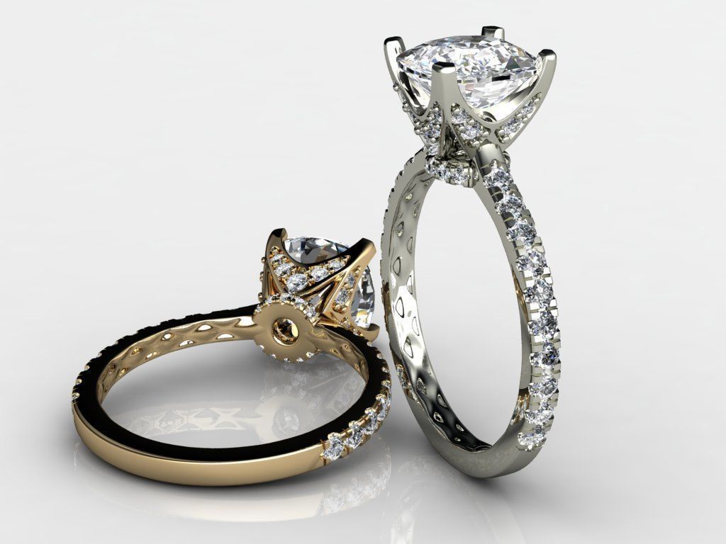 Big Cushion Diamond Ring 3D print model_3