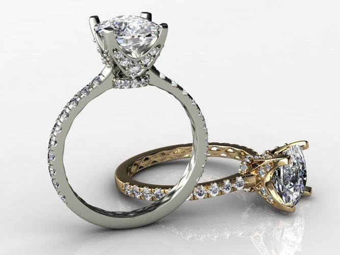 Big Cushion Diamond Ring 3D print model