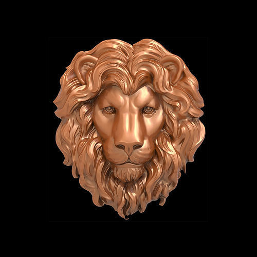 Lion head bas-relief 3D print model