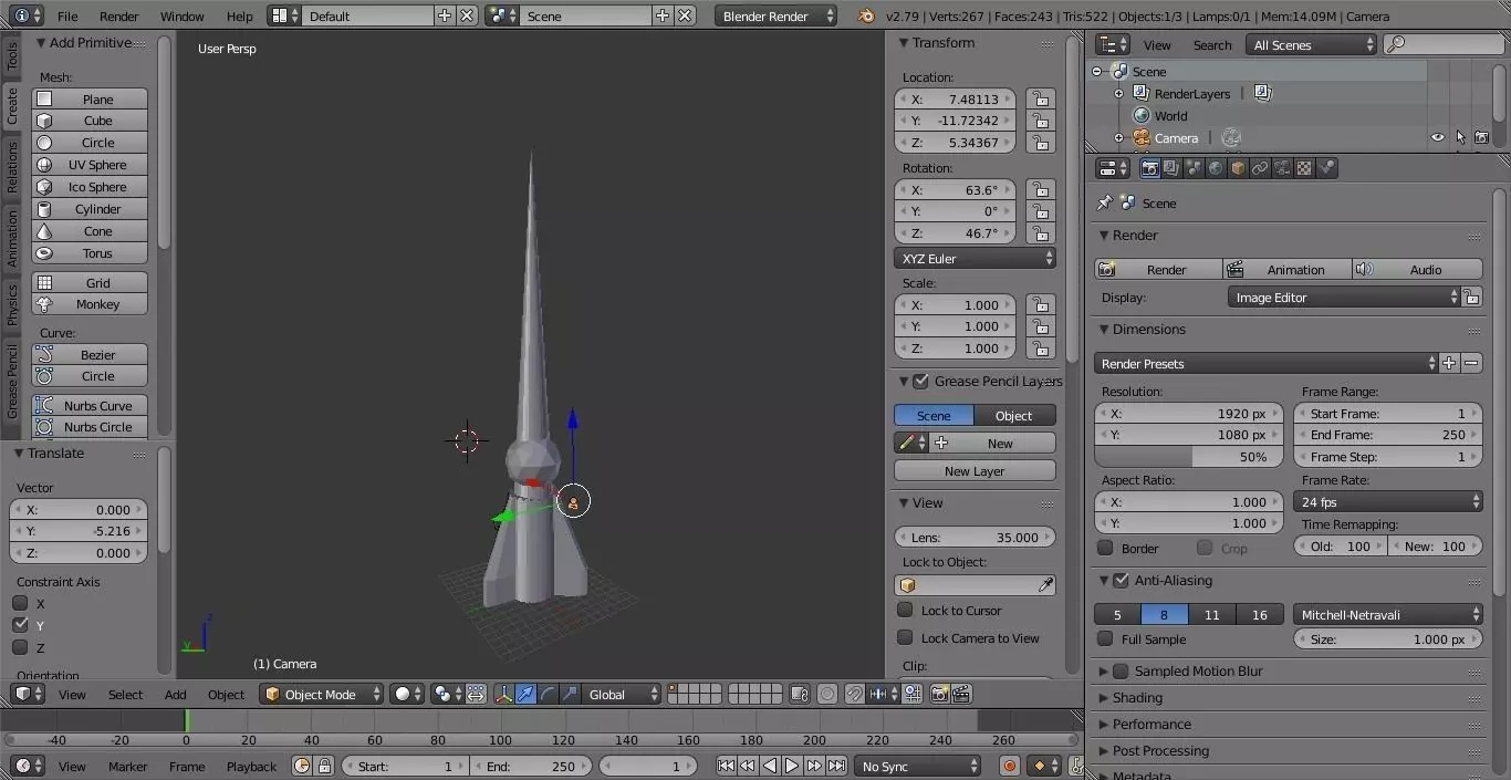Low poly rocket Low-poly 3D model