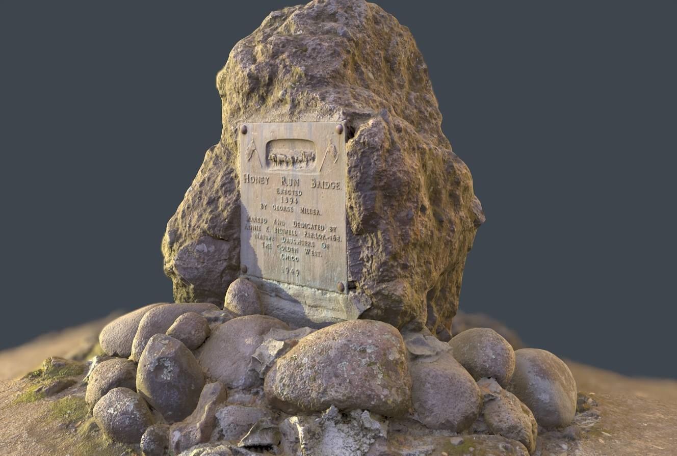 Rock Plaque Memorial Scan plus Lower Poly 3D model_4