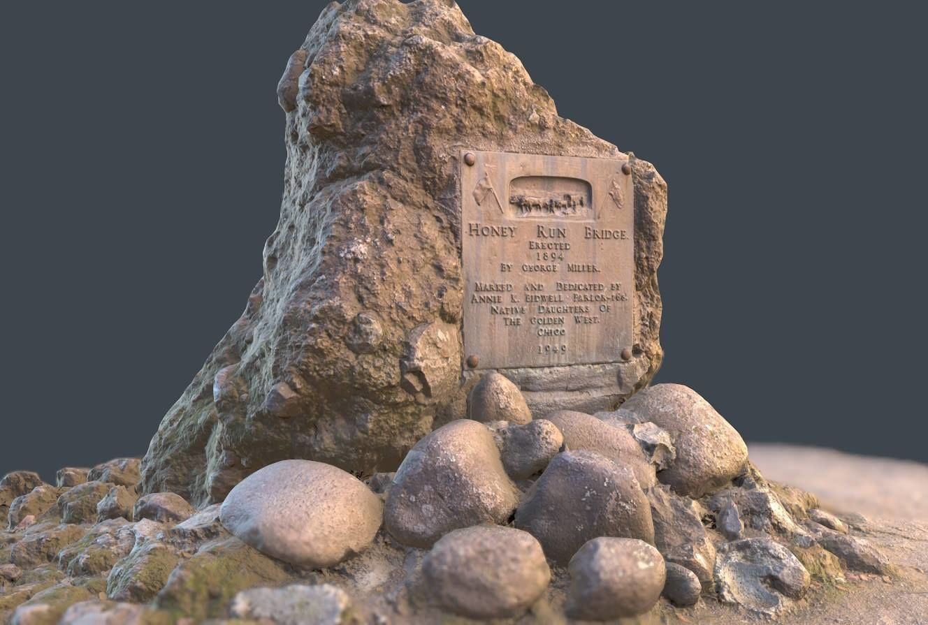 Rock Plaque Memorial Scan plus Lower Poly 3D model_8