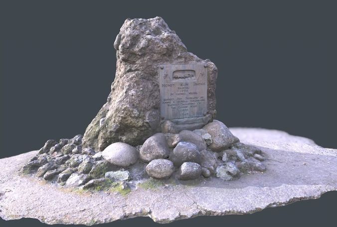 Rock Plaque Memorial Scan plus Lower Poly 3D model