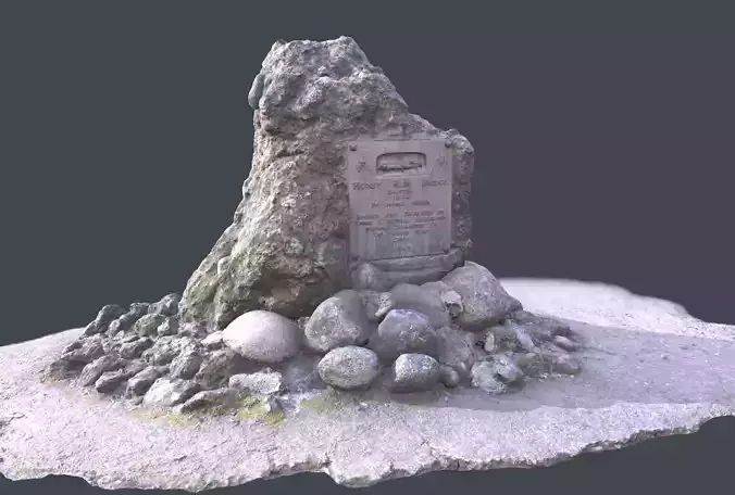Rock Plaque Memorial Scan plus Lower Poly 3D model