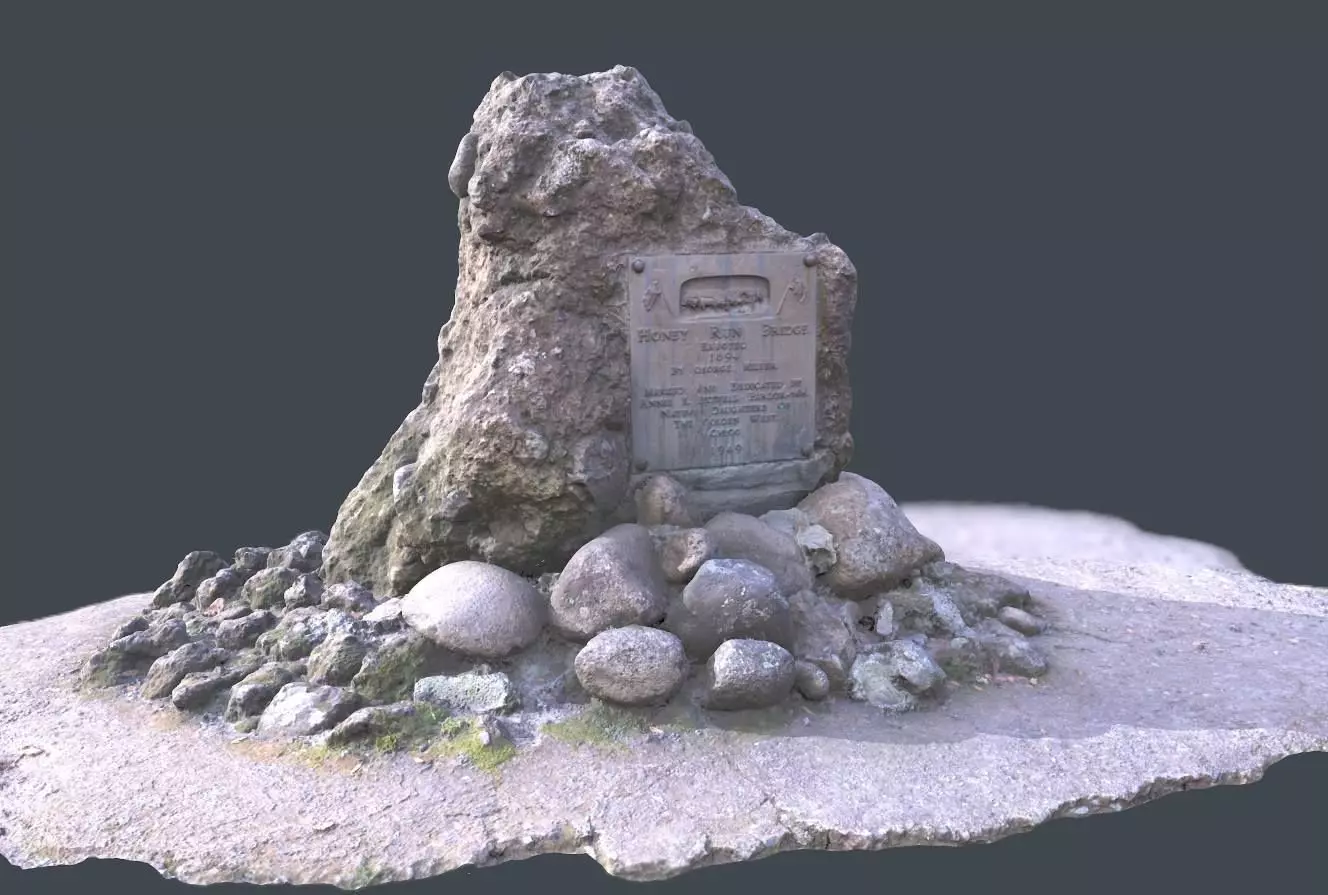 Rock Plaque Memorial Scan plus Lower Poly 3D model_0
