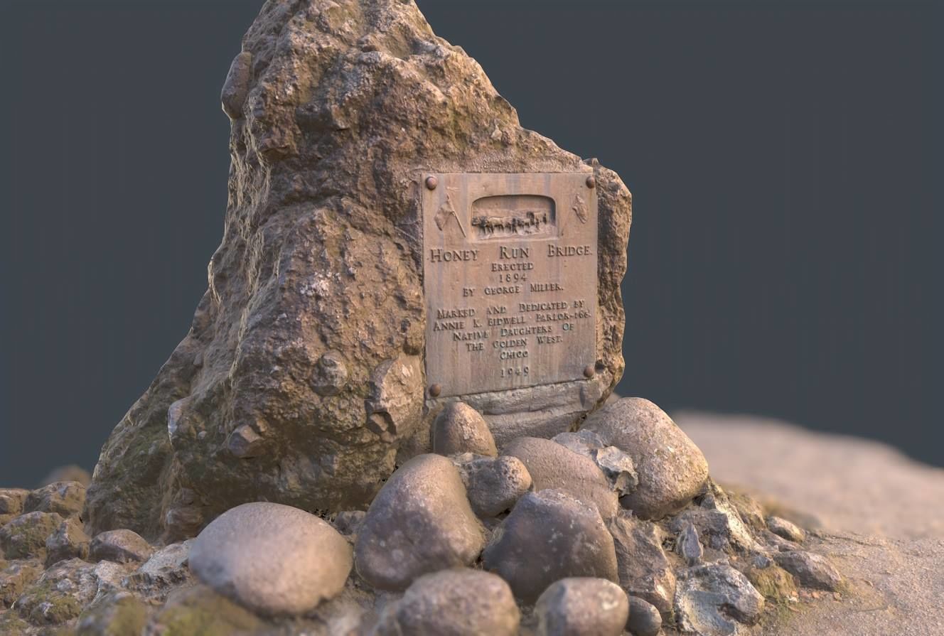 Rock Plaque Memorial Scan plus Lower Poly 3D model_3