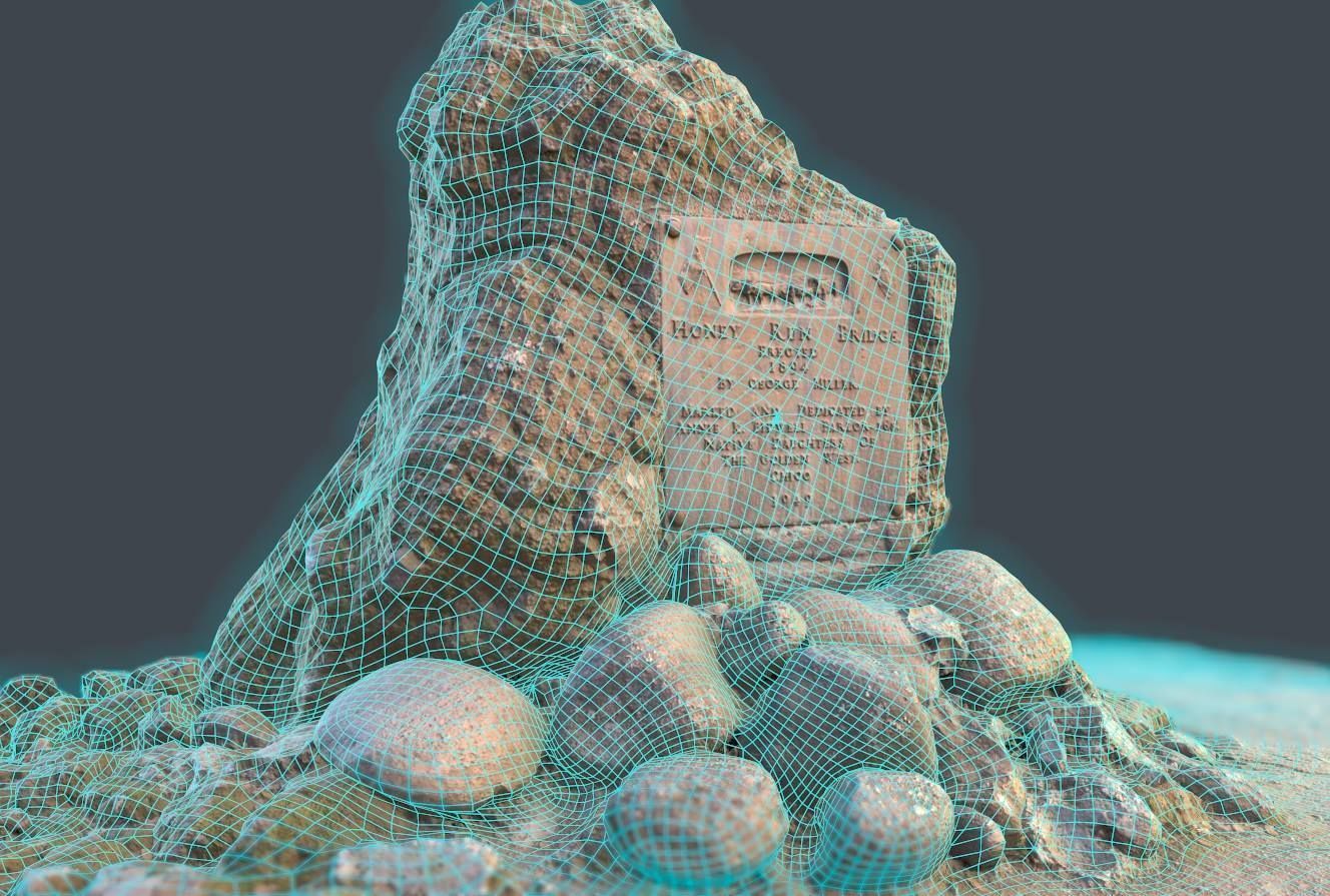 Rock Plaque Memorial Scan plus Lower Poly 3D model_9