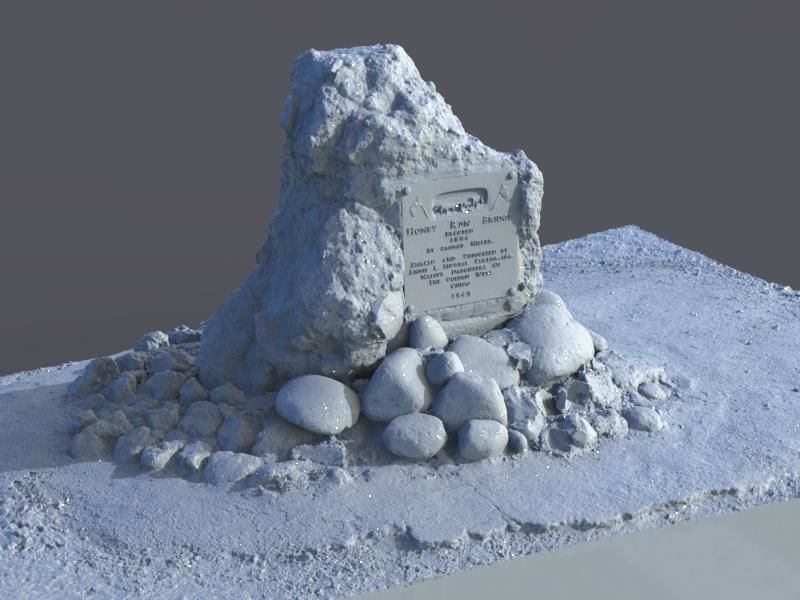 Rock Plaque Memorial Scan plus Lower Poly 3D model_1