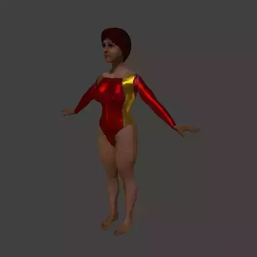 Red Leotard Gymn Girl 3D model