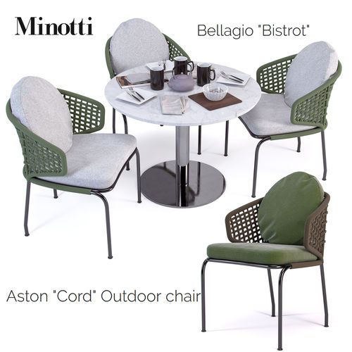 Aston Cord Outdoor chair  and Bellagio Bistrot tabel 3D model