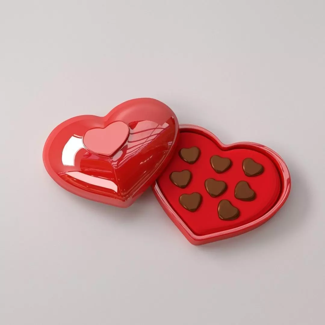 Heart Chocolate Box 3D model_0