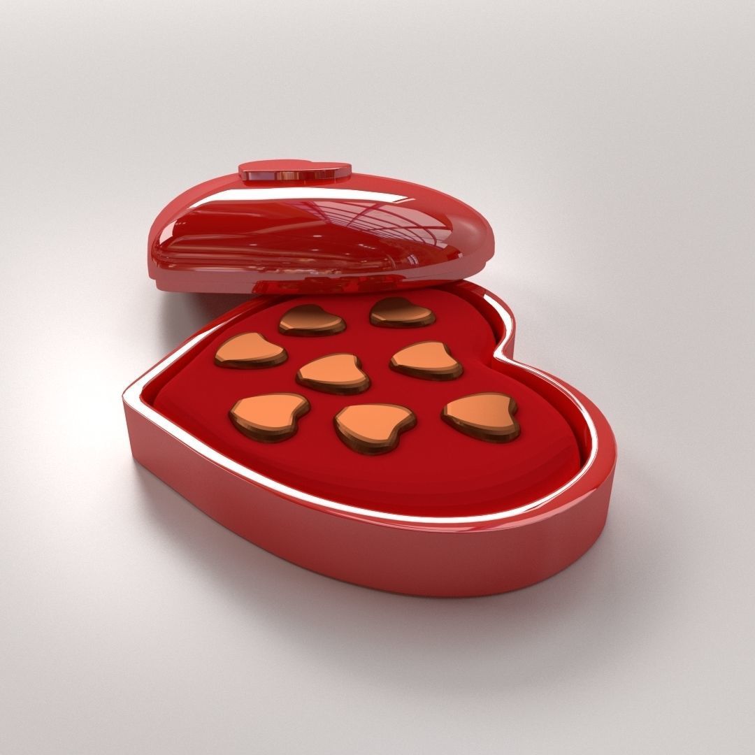 Heart Chocolate Box 3D model_2
