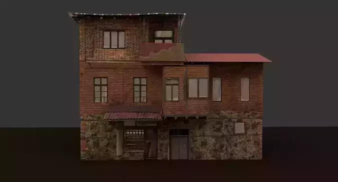 House Low Poly old with roof