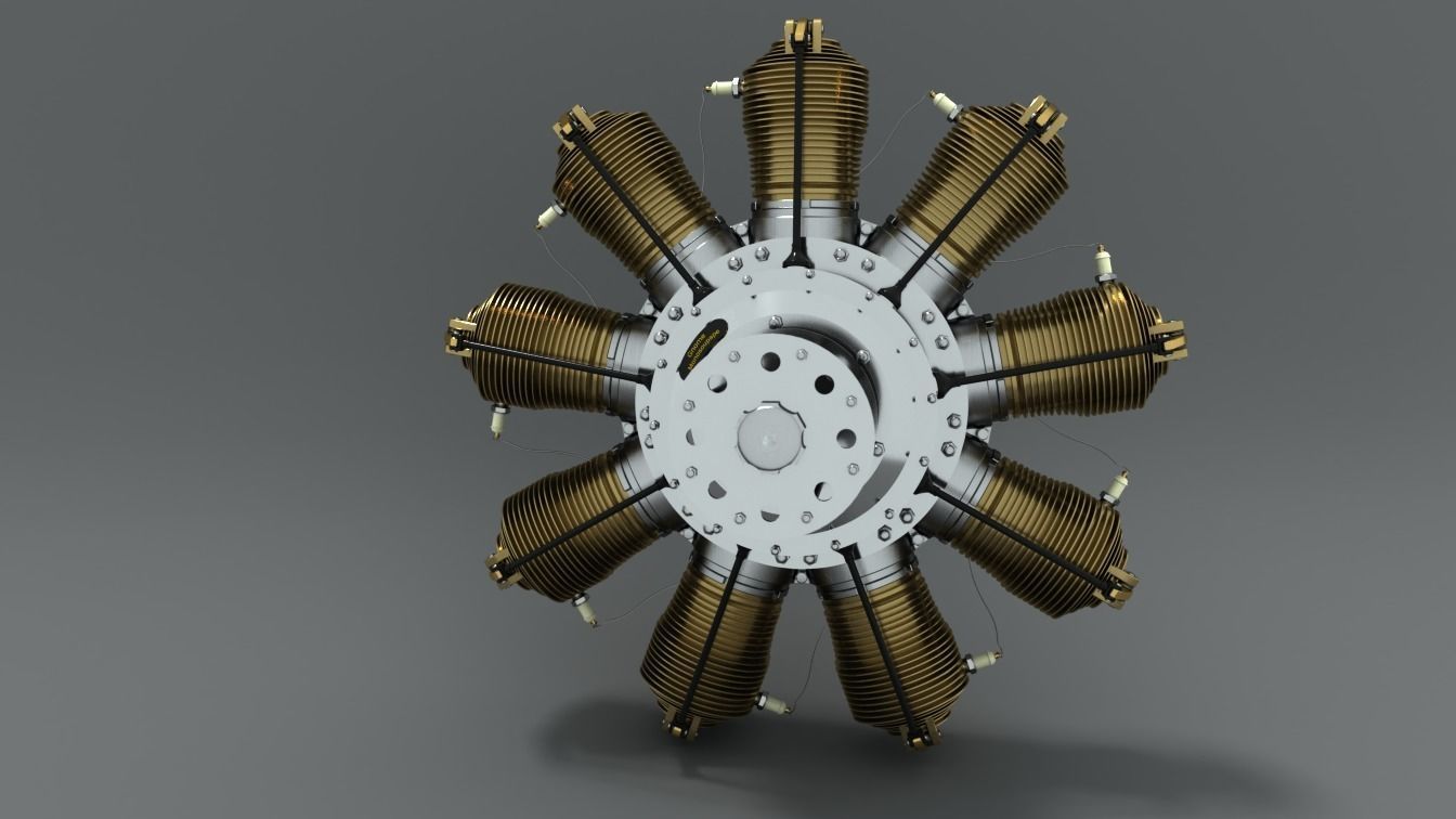 Rotary engine Gnome Monosoupape 3D model_6