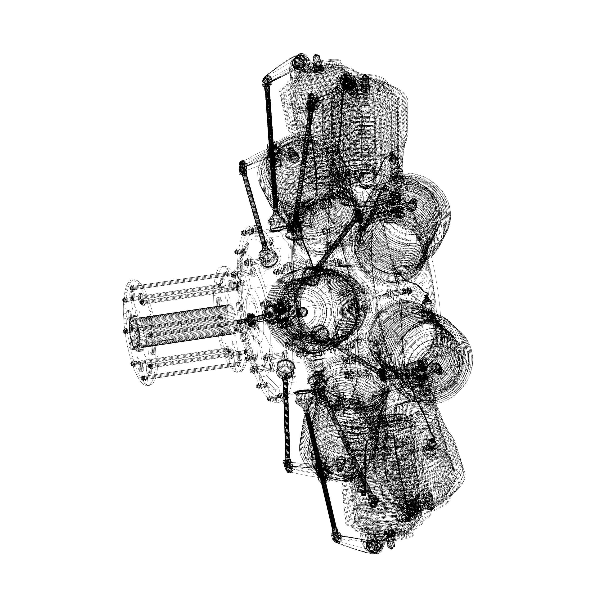 Rotary engine Gnome Monosoupape 3D model_15