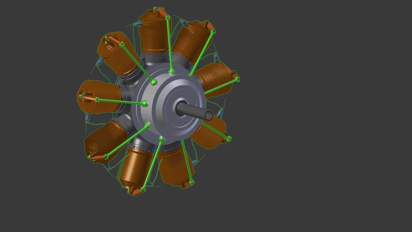 Rotary engine Gnome Monosoupape 3D model_9