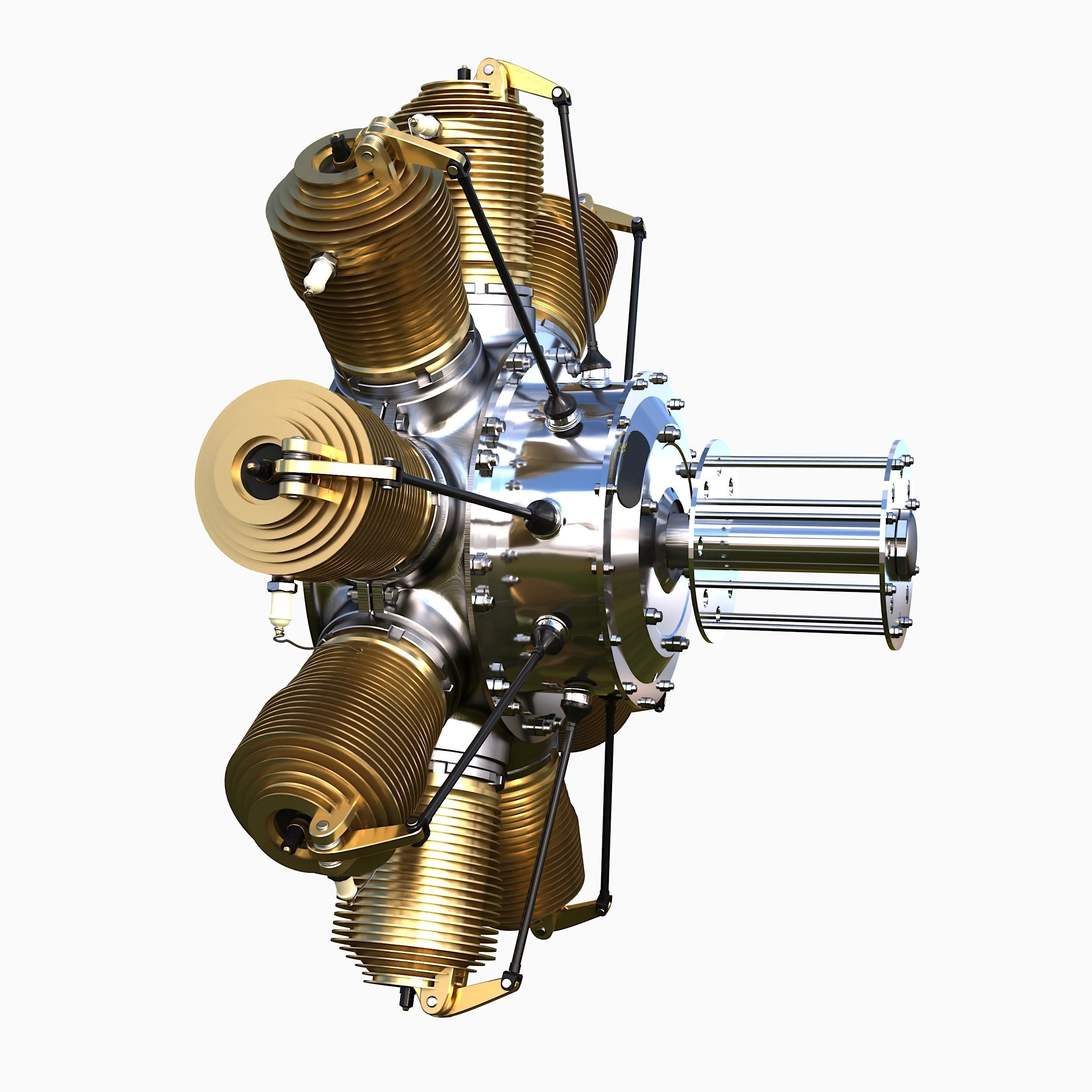 Rotary engine Gnome Monosoupape 3D model_1