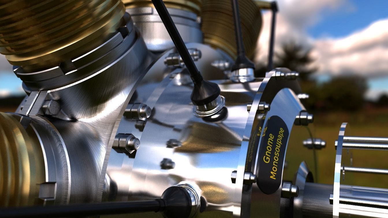 Rotary engine Gnome Monosoupape 3D model_8