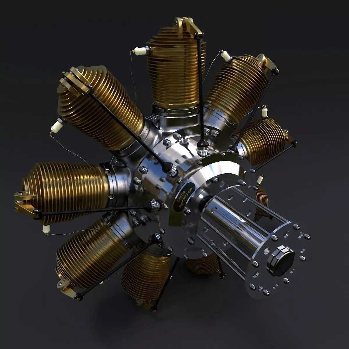 Rotary engine Gnome Monosoupape 3D model_0