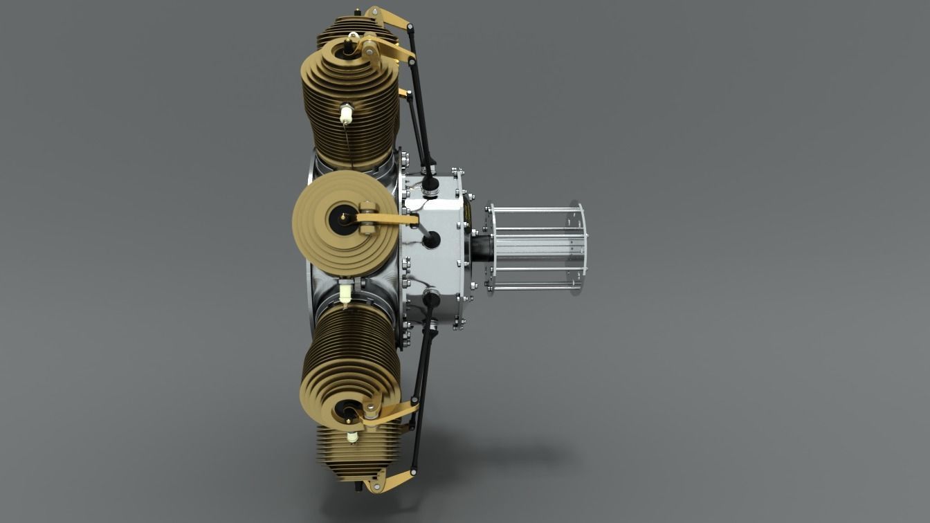 Rotary engine Gnome Monosoupape 3D model_14