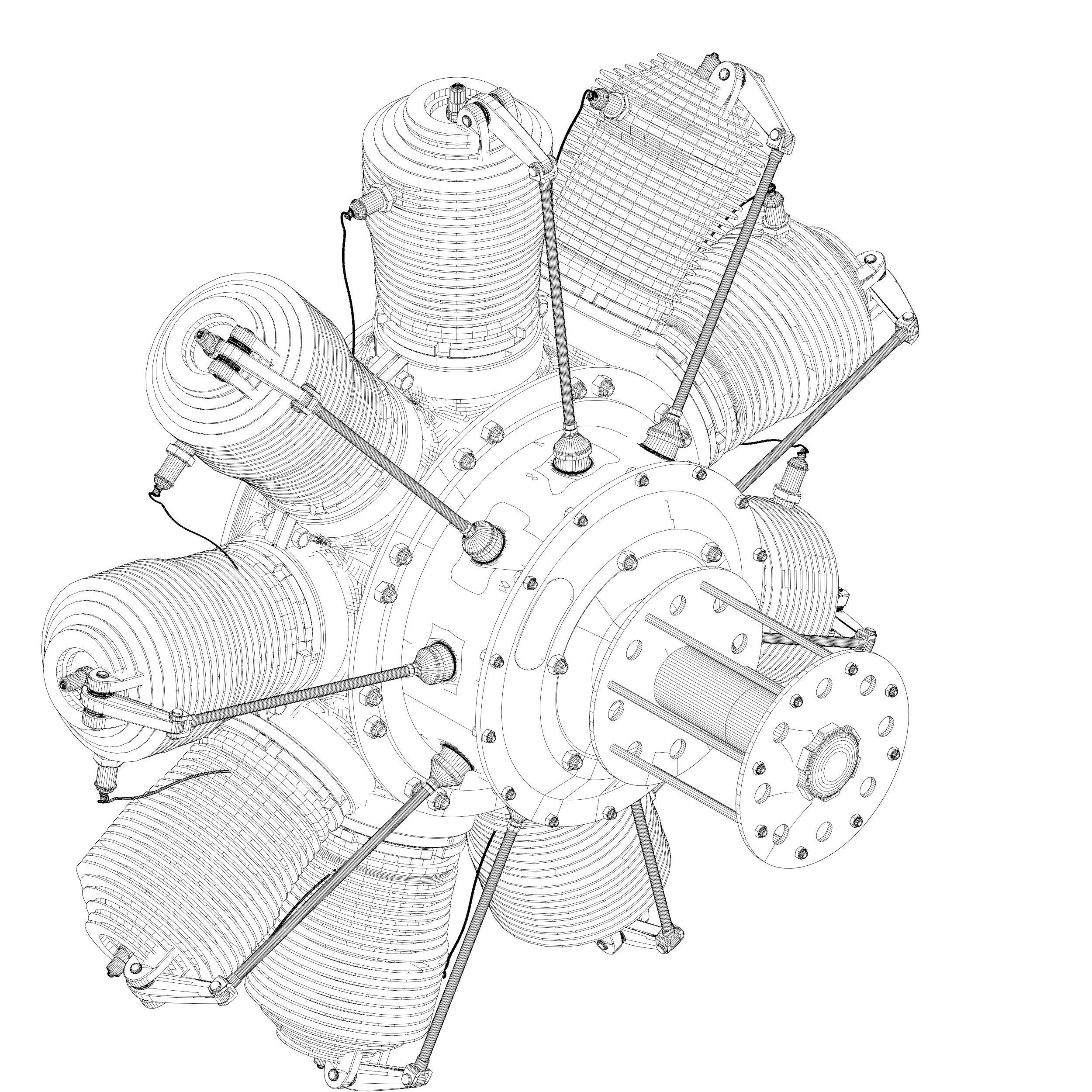 Rotary engine Gnome Monosoupape 3D model_5