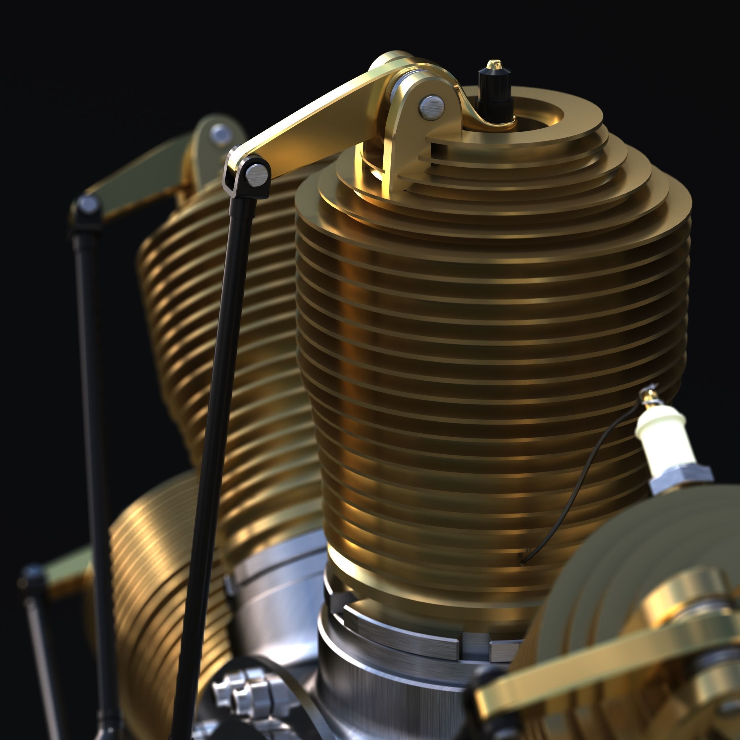 Rotary engine Gnome Monosoupape 3D model_2