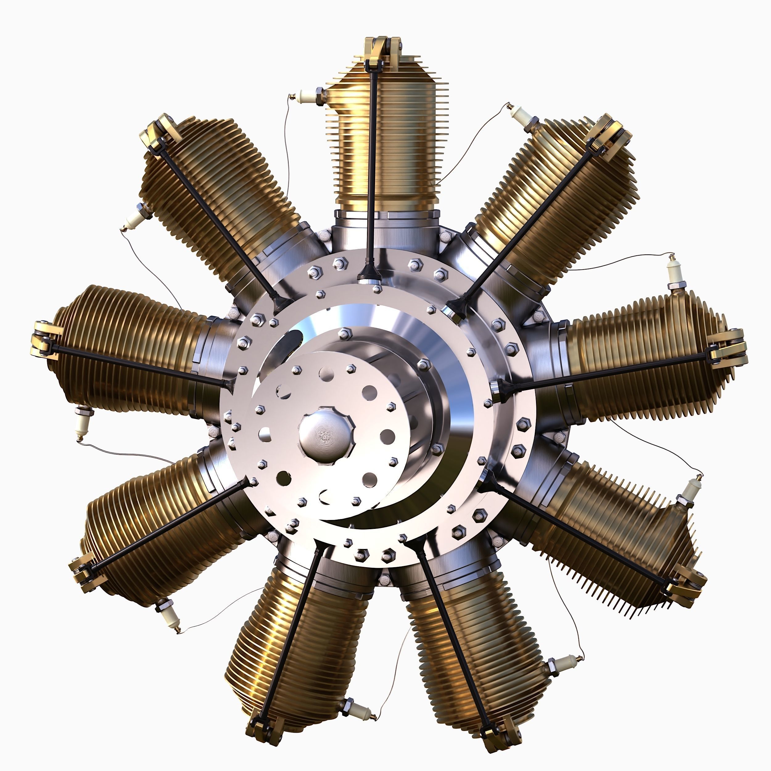 Rotary engine Gnome Monosoupape 3D model_3