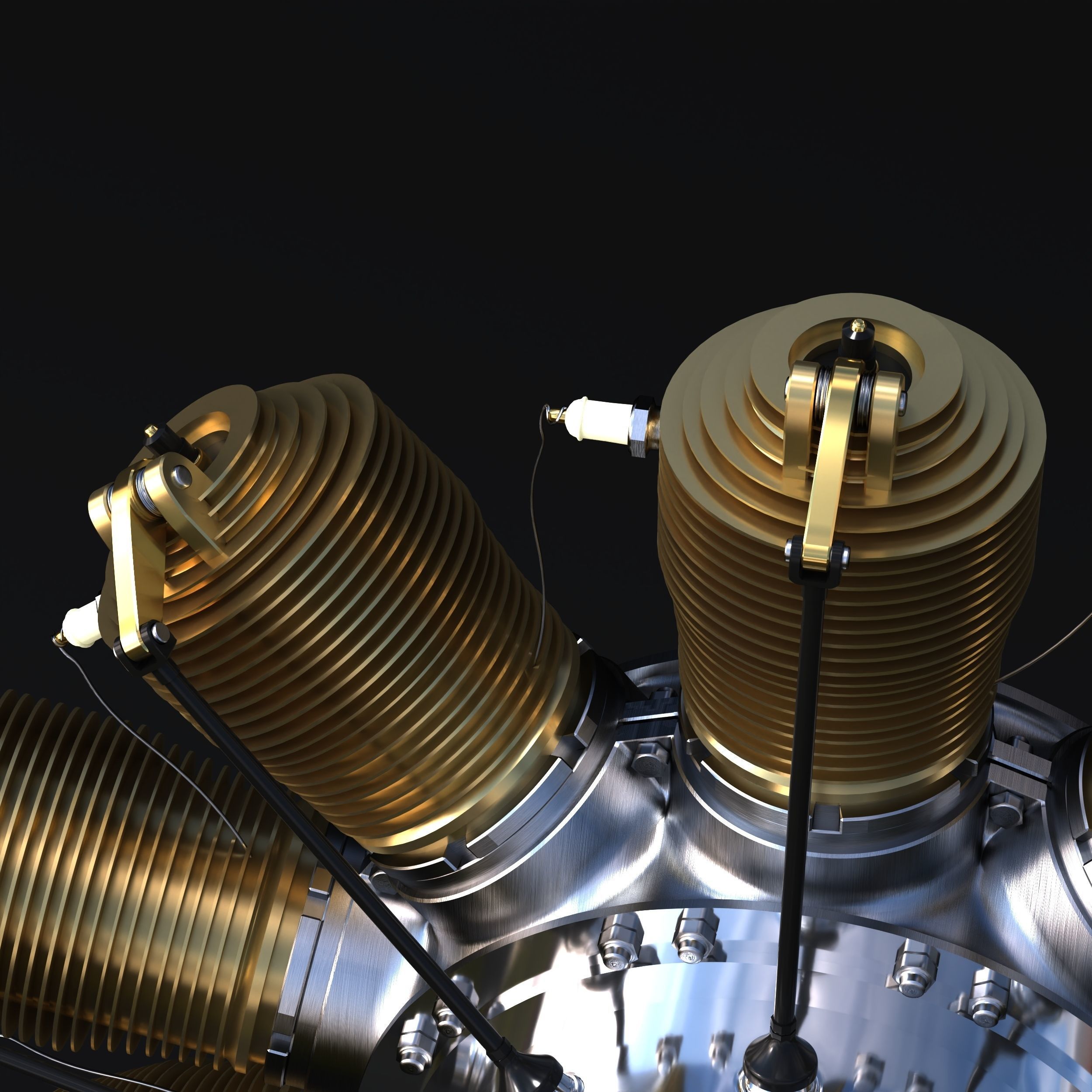 Rotary engine Gnome Monosoupape 3D model_4