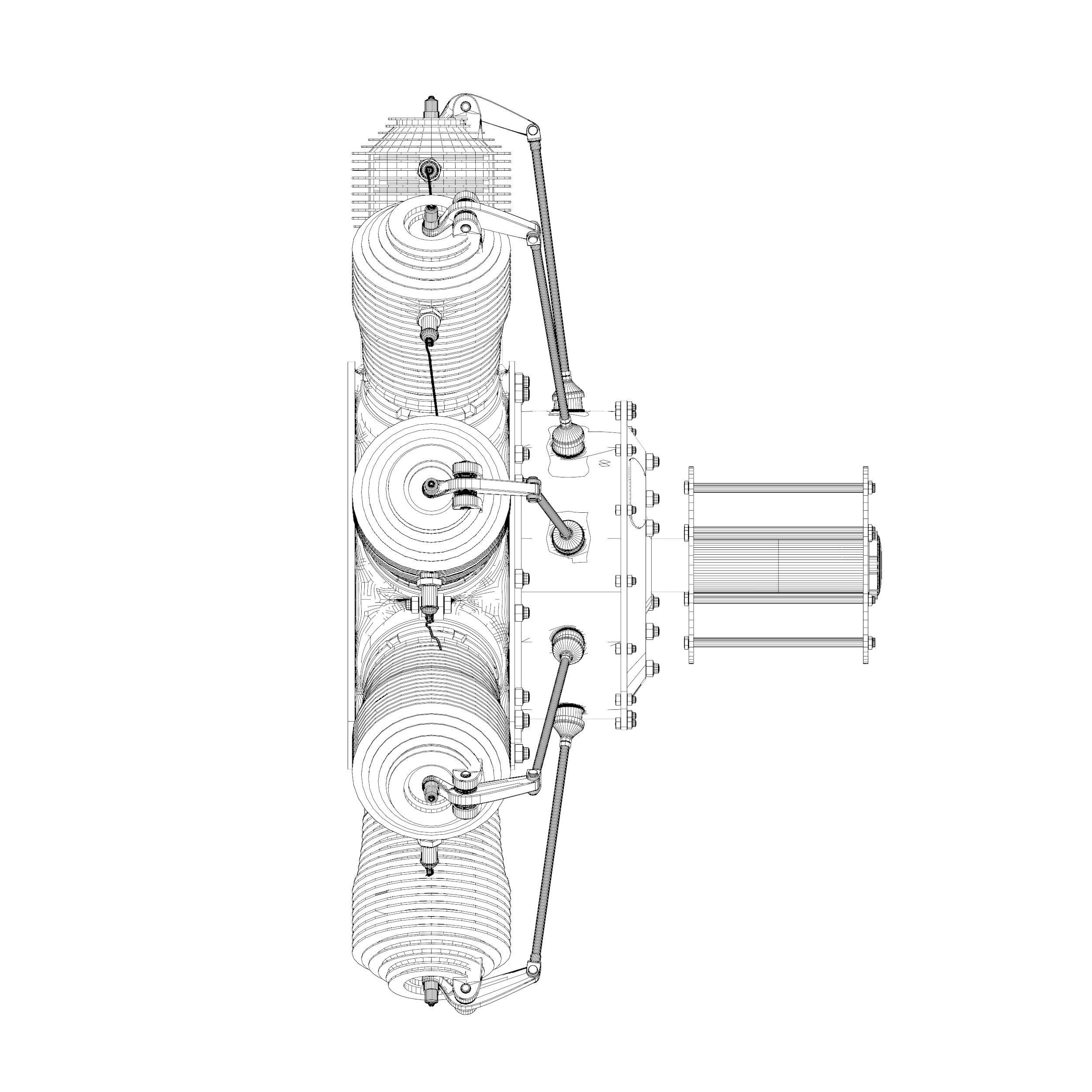 Rotary engine Gnome Monosoupape 3D model_13