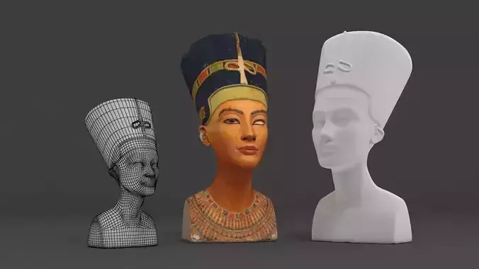 Nefertiti three busts of egyptian women 3D model