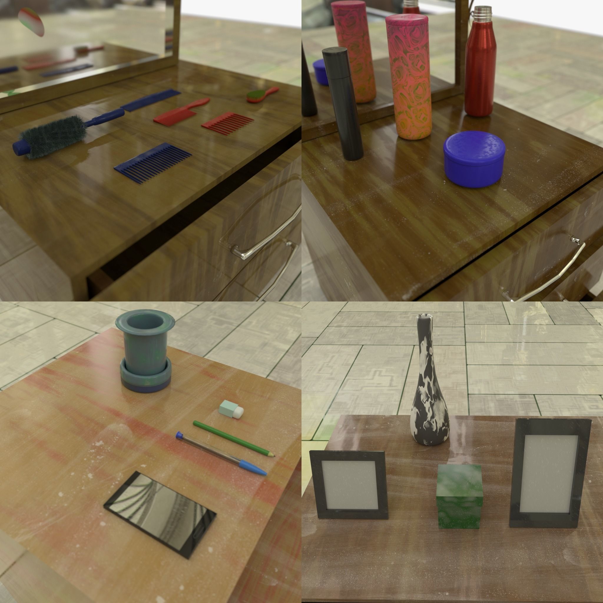 Drawers collection with bonus objects 3D model_1