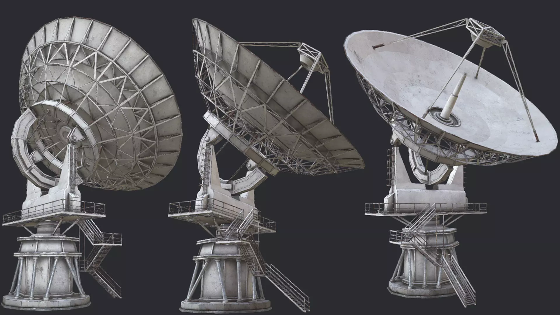 Large Array Radio Telescope PBR Low-poly 3D model_0