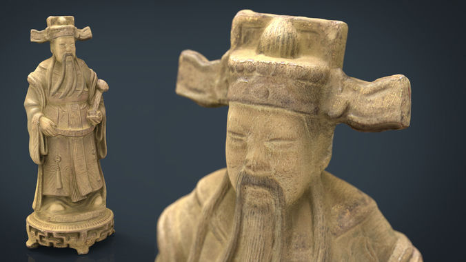 Ancient Chinese Sculpture Low-poly 3D model